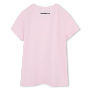 KARL LAGERFELD Playera para niña, rosa print choupette al frente